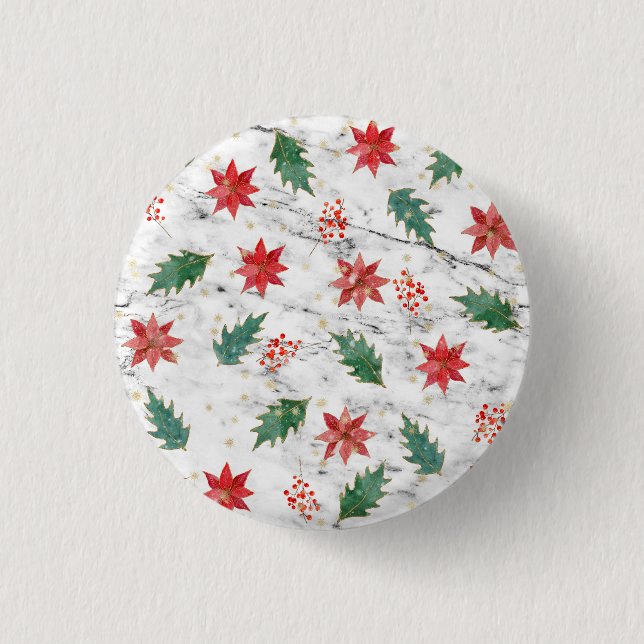 Bóton Redondo 2.54cm Arte de pregas de Natal Branco (Frente)