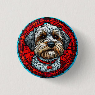 Bóton Redondo 2.54cm Arte em Vidro Pintado de Cachorro