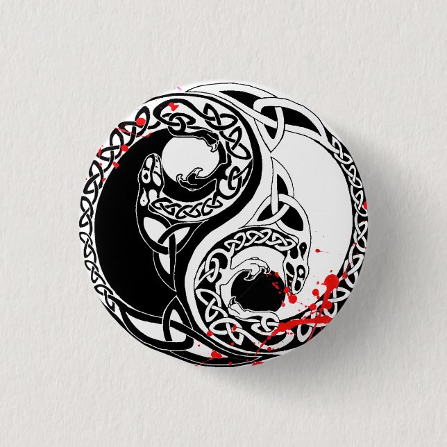 Bóton Redondo 2.54cm Arte Legal de tatuagem Yin Yang Dragons (Frente)