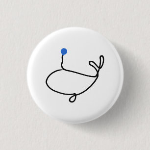 Bóton Redondo 2.54cm Arte minimalista de baleia com uma linha e gota de
