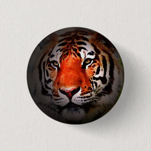 Bóton Redondo 2.54cm Arte Motivacional de Rosto de Tigre