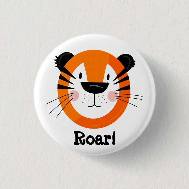 Bóton Redondo 2.54cm Arte Roar Cuja Face É Tigre (Frente)