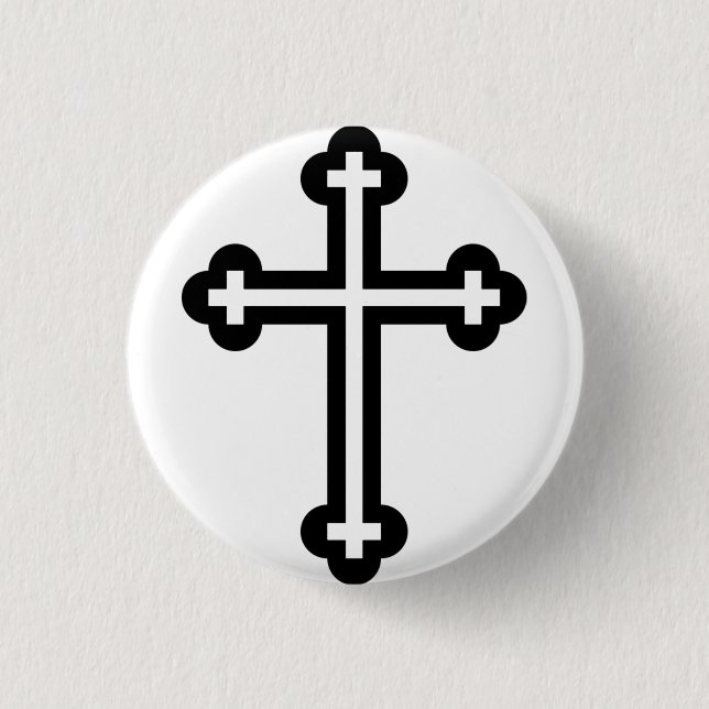 Bóton Redondo 2.54cm Arte Simbolista Cristã Moderna Minimalista de Cruz (Frente)
