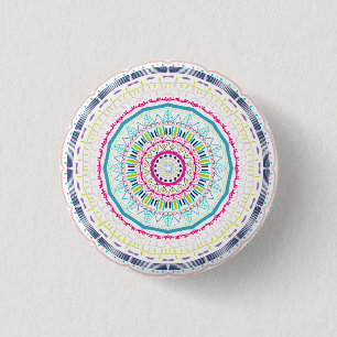 Bóton Redondo 2.54cm Arte Vibrante e Colorida de Mandala