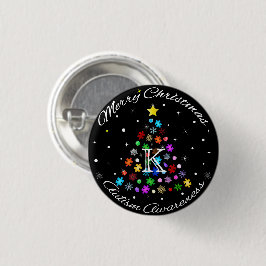 Bóton Redondo 2.54cm Árvore de Natal Autism Snowflake
