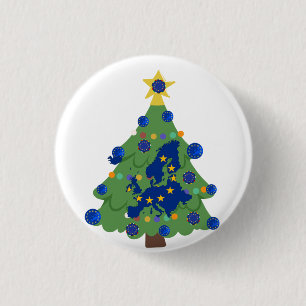 Bóton Redondo 2.54cm Árvore de Natal - Bandeira da União Europeia Eur