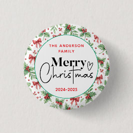 Bóton Redondo 2.54cm Assunto: Grama Verde de Aquarela - Festa de Natal