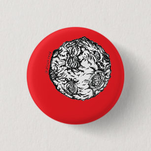 Bóton Redondo 2.54cm Asteroide em fundo vermelho