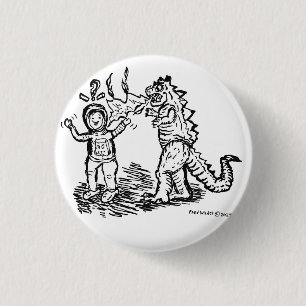 Bóton Redondo 2.54cm Astronauta versus Dinossauro o