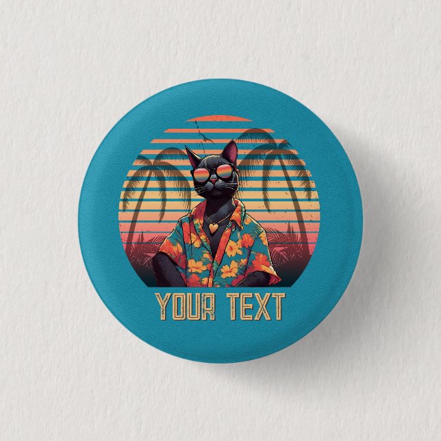 Bóton Redondo 2.54cm Atitude tropical de gato do eterno (Frente)