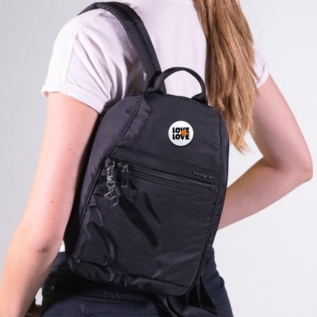 Bóton Redondo 2.54cm Autumn Black & Orange Print "Love" (Criador carregado)