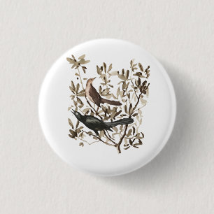 Bóton Redondo 2.54cm Aves em Galhos em Aquarela Vintage Decorativa