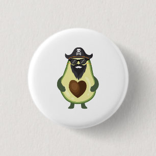 Bóton Redondo 2.54cm Avocado Pirata Barba Verde Comida Engraçada para C