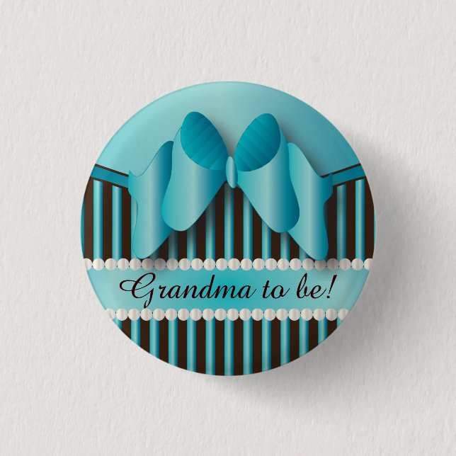 Bóton Redondo 2.54cm Azul Clássico e Stripes Marrons (Frente)