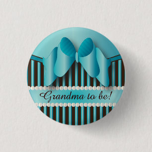 Bóton Redondo 2.54cm Azul Clássico e Stripes Marrons