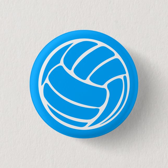 Bóton Redondo 2.54cm Azul do botão da silhueta do voleibol (Frente)