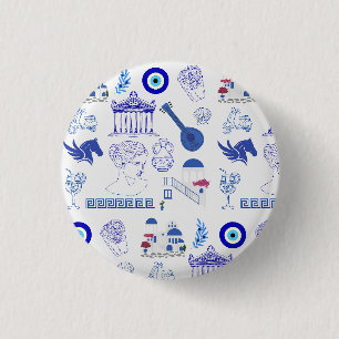 Bóton Redondo 2.54cm Azul e Branco da Grécia