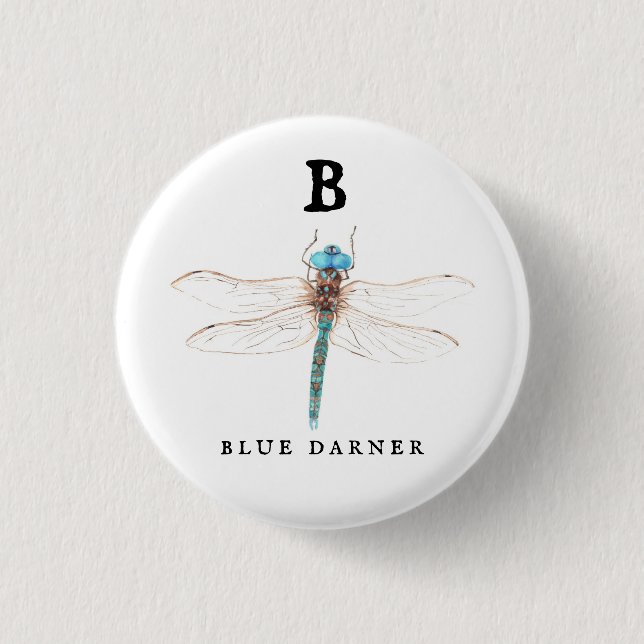 Bóton Redondo 2.54cm "B" Blue Darner (Frente)