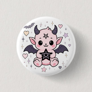 Bóton Redondo 2.54cm Baby Devil - Demônio Gótico Kawaii Pastel