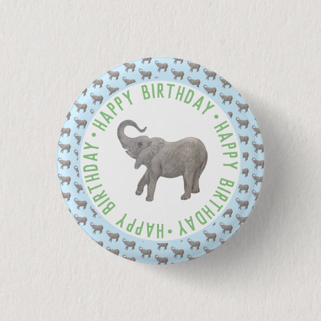Bóton Redondo 2.54cm Baby Elephant Light Birday (Frente)