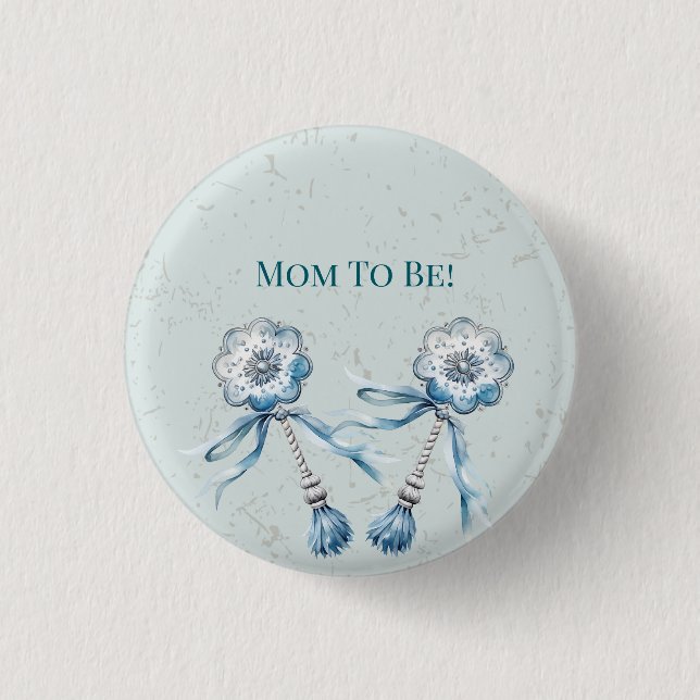 Bóton Redondo 2.54cm Baby Rattle Mãe para Ser (Frente)