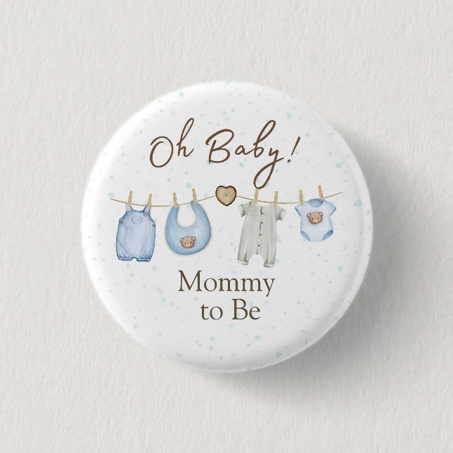 Bóton Redondo 2.54cm Baby Shower Oh Baby! Button (Frente)
