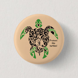 Bóton Redondo 2.54cm Badge Protect the turtles! Cagou Style