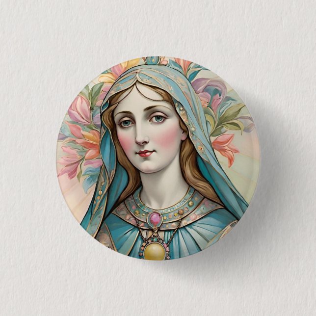 Bóton Redondo 2.54cm Badge Vierge Marie (Frente)