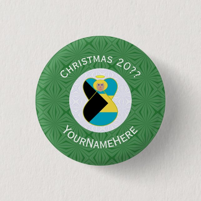 Bóton Redondo 2.54cm Bahaman Flag Blonde Angel Christmas Personalizado (Frente)