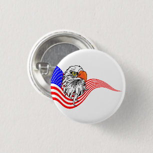 Bóton Redondo 2.54cm Bald Eagle American Flag Patriotic Art