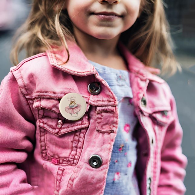 Bóton Redondo 2.54cm Ballerina Hamster Girls Aniversário Personalizado (Criador carregado)