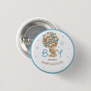Bóton Redondo 2.54cm Balões de Urso de Pelúcia Azul Favor para Chá de B