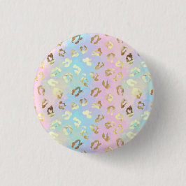 Bóton Redondo 2.54cm Bandana de Pele de Leopardo em Cores Pastel