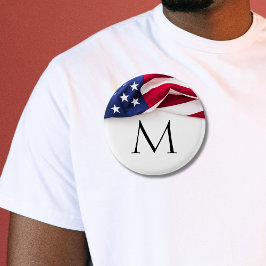 Bóton Redondo 2.54cm Bandeira Americana Monogramada em Negrito