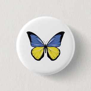 Bóton Redondo 2.54cm Bandeira Borboleta da Ucrânia