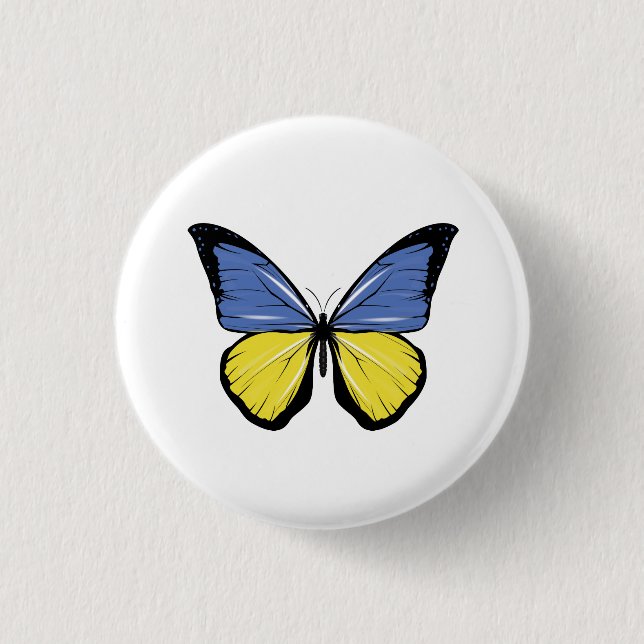 Bóton Redondo 2.54cm Bandeira Borboleta da Ucrânia (Frente)