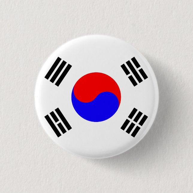 Bóton Redondo 2.54cm Bandeira da Coreia do Sul (Frente)