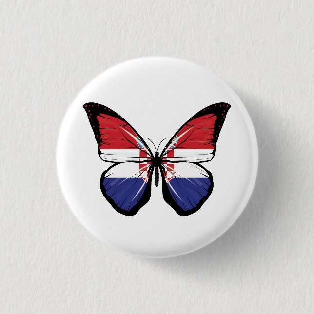 Bóton Redondo 2.54cm Bandeira da Croácia (Frente)