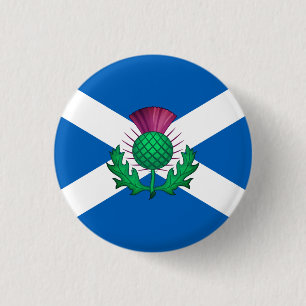 Bóton Redondo 2.54cm Bandeira da Escócia com Thistle sobreposta