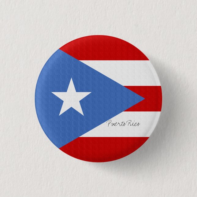 Bóton Redondo 2.54cm Bandeira da luz de Puerto Rico - vermelho azul e (Frente)