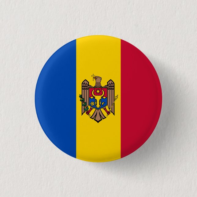 Bóton Redondo 2.54cm Bandeira da Moldávia (Frente)
