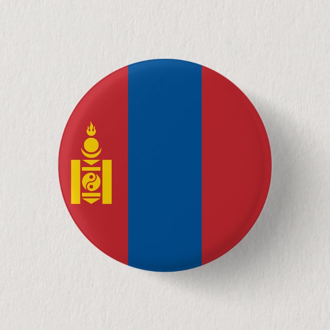 Bóton Redondo 2.54cm Bandeira da Mongólia (Frente)