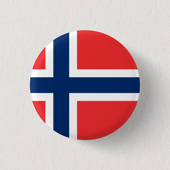 Bóton Redondo 2.54cm Bandeira da Noruega (Frente)