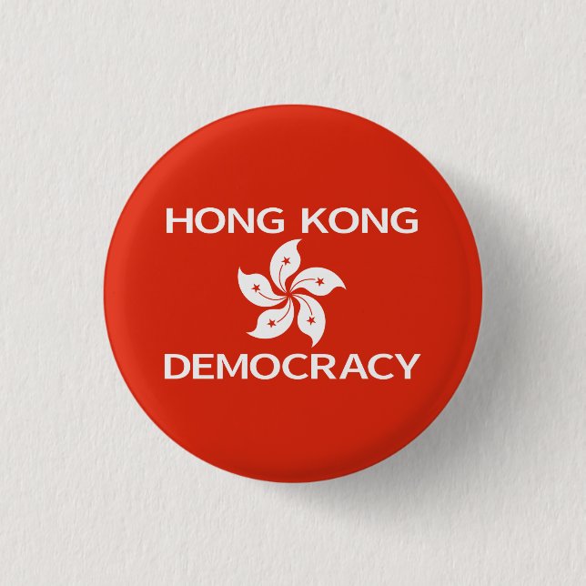 Bóton Redondo 2.54cm Bandeira da Orquídea Democrata de Hong Kong (Frente)