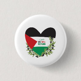 Bóton Redondo 2.54cm Bandeira da Palestina e Ramos Olivais