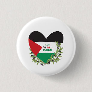 Bóton Redondo 2.54cm Bandeira da Palestina e Ramos Olivais