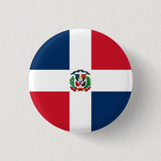 Bóton Redondo 2.54cm Bandeira da República Dominicana (Frente)