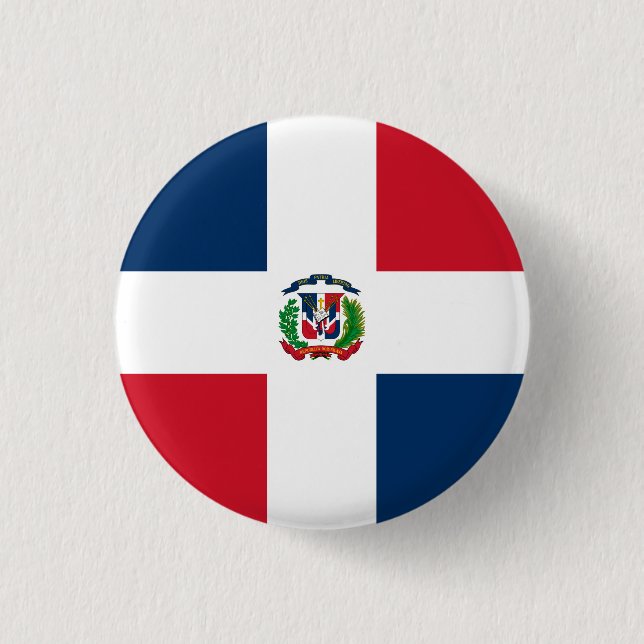 Bóton Redondo 2.54cm Bandeira da República Dominicana (Frente)