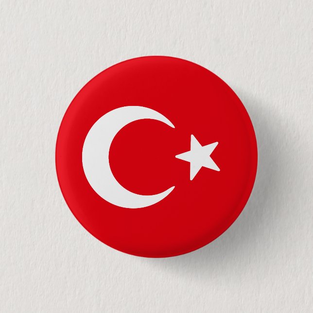 Bóton Redondo 2.54cm Bandeira da Turquia (Frente)