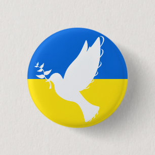 Bóton Redondo 2.54cm Bandeira da Ucrânia - Dove of Peace - Peace Button